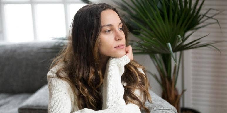 woman thinking about dreaming about her ex woman thinking about dreaming about her ex