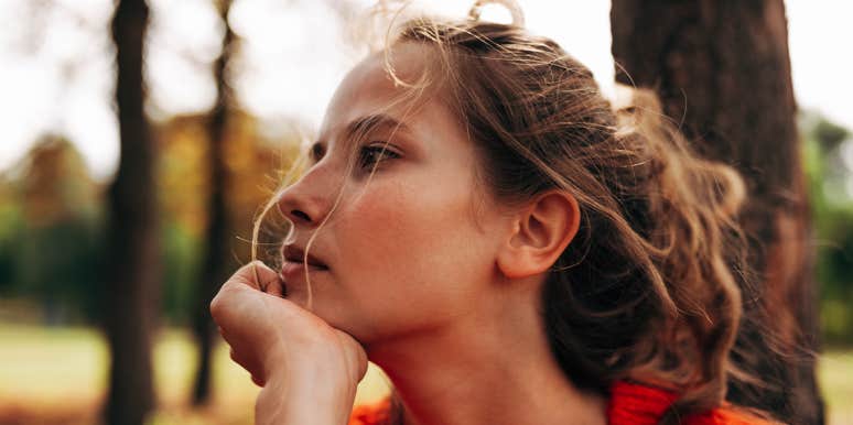 Why Fall Will Always Make Me Think Of You woman thinking outside