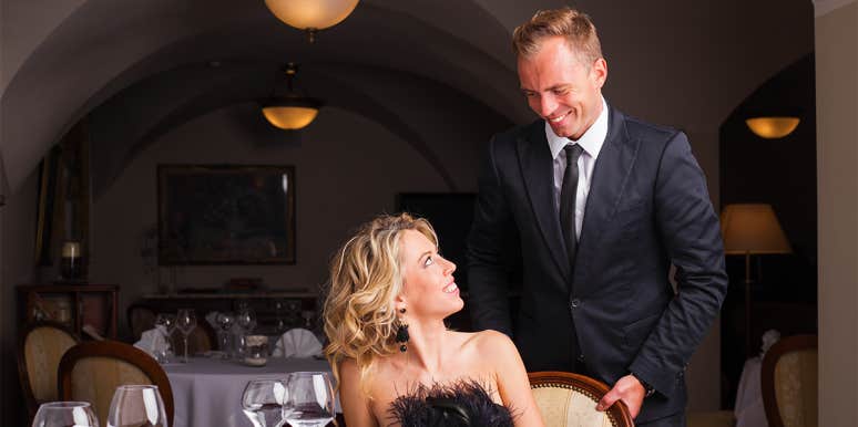 Why It's Pathetic That Women Are Surprised to Meet A Gentleman man pushing in woman's chair