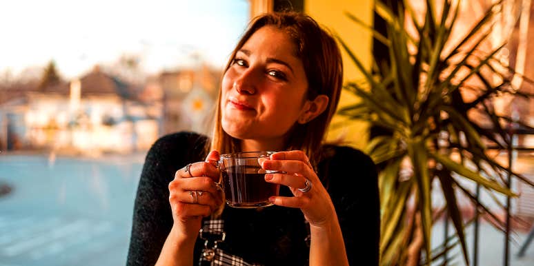 Wine-Infused Coffee Exists — So You Can Wake Up And Get Drunk woman drinking coffee