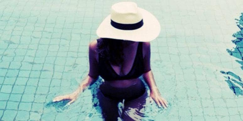 woman in pool woman in pool