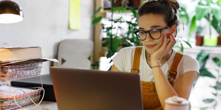Woman working on the computer