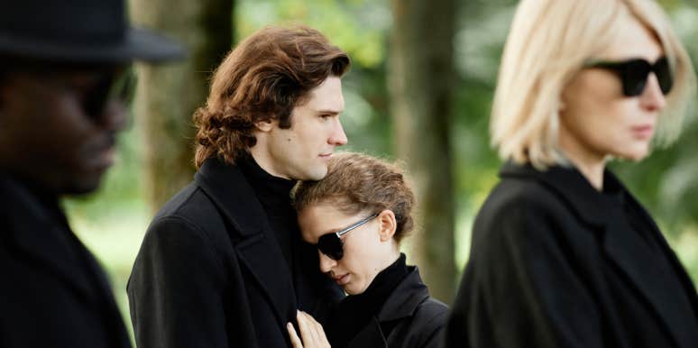 Woman Forbids Husband From Going To His Ex-Wife's Funeral Couple at funeral
