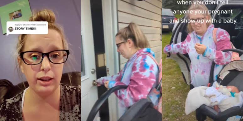 TikToker Hid Her Pregnancy From Family And Surprised Them With A Secret Baby Woman with baby