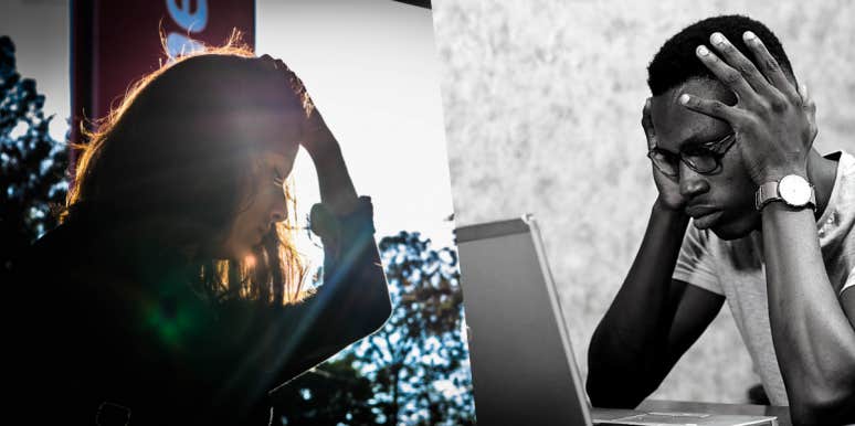Woman Furious When Cousin Gifts Fiancé Her Adult Video Content Woman sad, man on computer