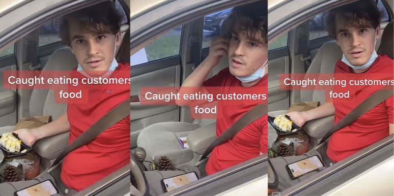 Woman Drives Around Searching For UberEats Driver & Catches Him Sitting In Her Apartment Complex Eating Her Food ubereats, driver