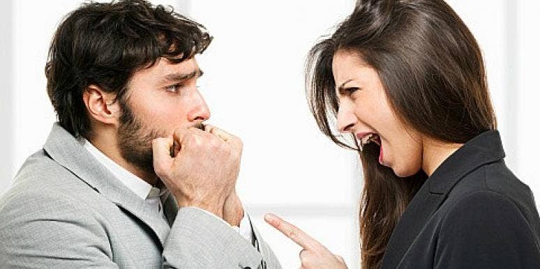 woman scolding man