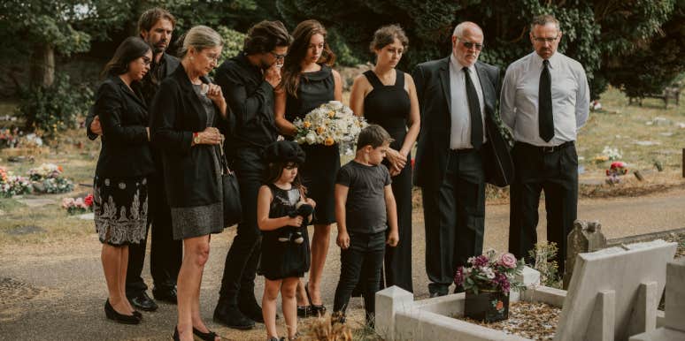 family attending a funeral