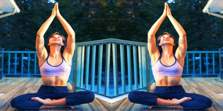 6 Best Yoga Poses For Stress Relief woman in yoga pose on deck