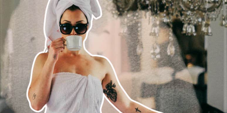 Woman sipping tea