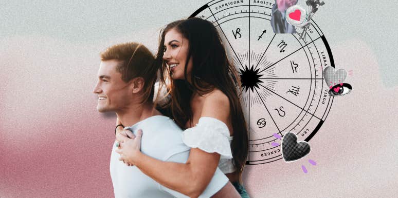 happy couple, zodiac wheel and hearts