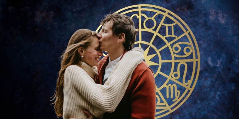 man giving woman forehead kisses The 3 Zodiac Signs Who Are The Luckiest In Love On September 8, 2022