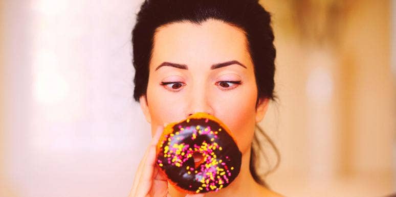 girl with a donut girl with a donut