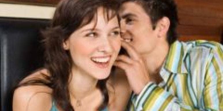 Just Ask Me Out Already! man whispering in woman's ear