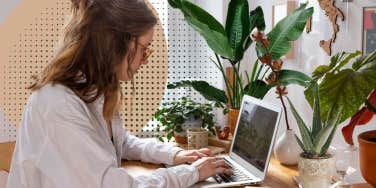 woman focused on working