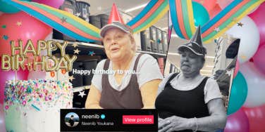 Neenib Youkana TikTok creator spreading birthday kindness to woman in store