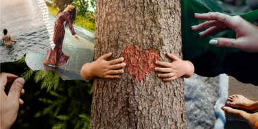 Being in touch with nature, touching leaves, hugging trees, toes in sand, dancing in the rain