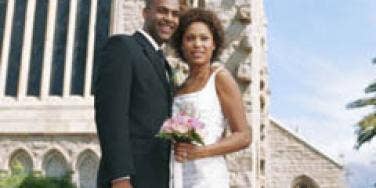 black couple bride groom wedding day 