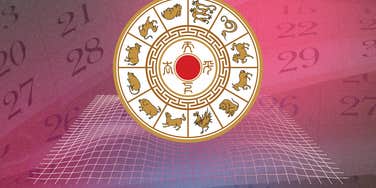 chinese zodiac wheel in front of lucky day calendar for june 2024