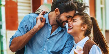 couple eating vanilla ice cream