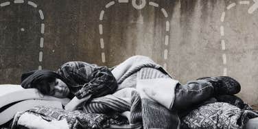 Woman living homeless on the streets 