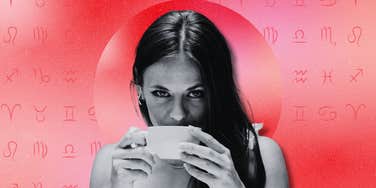 woman sipping tea and zodiac signs