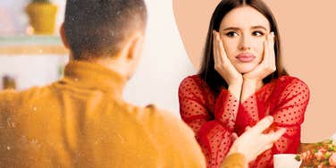Woman on a date with a divorced guy, suspicious