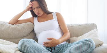 Upset pregnant woman
