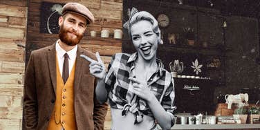 Woman flirting with dapper man in coffee shop, proposed to in twenty minutes