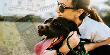 Woman and her dog, who taught her how to manage money 