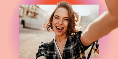 Woman finding her happy, taking a selfie 