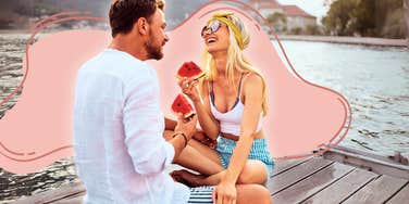 Couple on a summer date, beat the heat