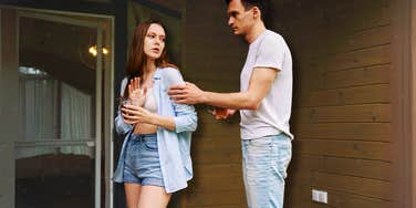 Signs of a bad relationship, man grabbing woman's arm