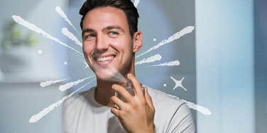 Man sprays scent on to attract women.