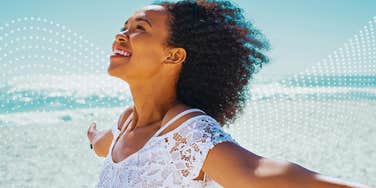 Woman in a better mood realizes the things she can do to achieve a good mood instantly.