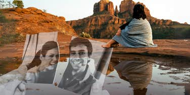 Woman taking a solo trip, first time being alone after leaving husband 