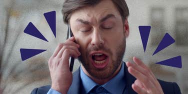 Man who is a massive manipulator yells into the phone.