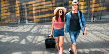 Young and cool couple traveling