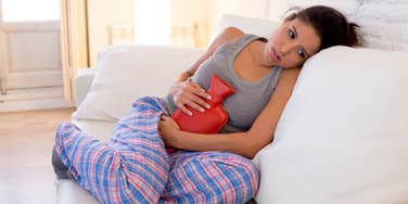Woman has her period and finds out how long she will live based off research.