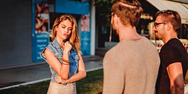 Woman choosing between the best and worst man for personality type.