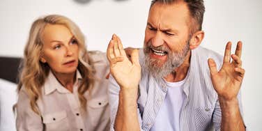 Husband tired of hearing wives complaints.