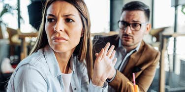 Woman trying to avoid a argument 