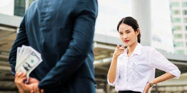 Woman questioning husband about money, worse than affair.