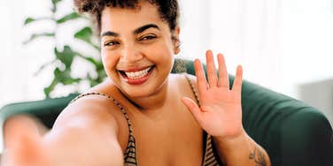 Attractive woman exuding confidence with her smile.