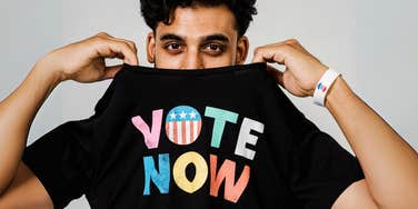 Single man voting for his political party