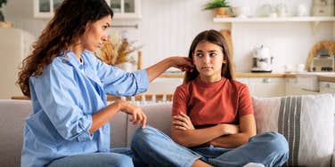 Mother parenting teenage child. 