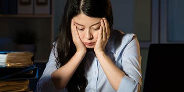 Woman finds working from home to be exhausting.