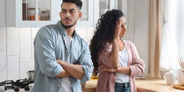 Couple arguing in the kitchen