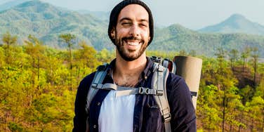 Man with a mentally strong mind, hiking.