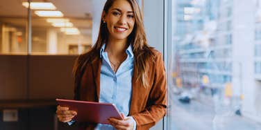 happy woman at work